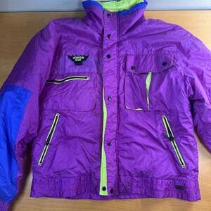 Vintage Mountain Goat Purple and Neon Ski Parka Jacket